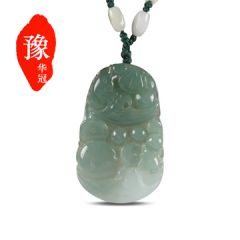 翡翠吊坠 A货油青手工雕刻年年有鱼翠玉吊坠挂件 附鉴定证书